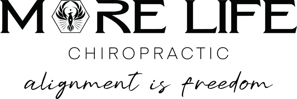 More Life Chiropractic full logo with the tagline alignment is freedom in black